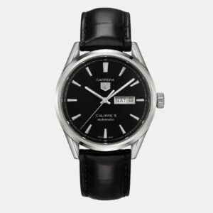 Tag Heuer Carrera Men’s Black Leather Strap Black Dial